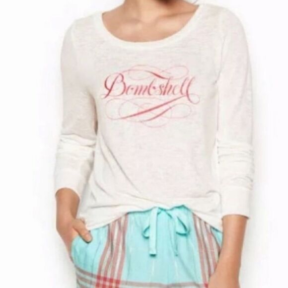 🔸️NWT Victoria's Secret Cream "Bombshell" Burnout Long Sleeve Sweater XLarge - Picture 1 of 12